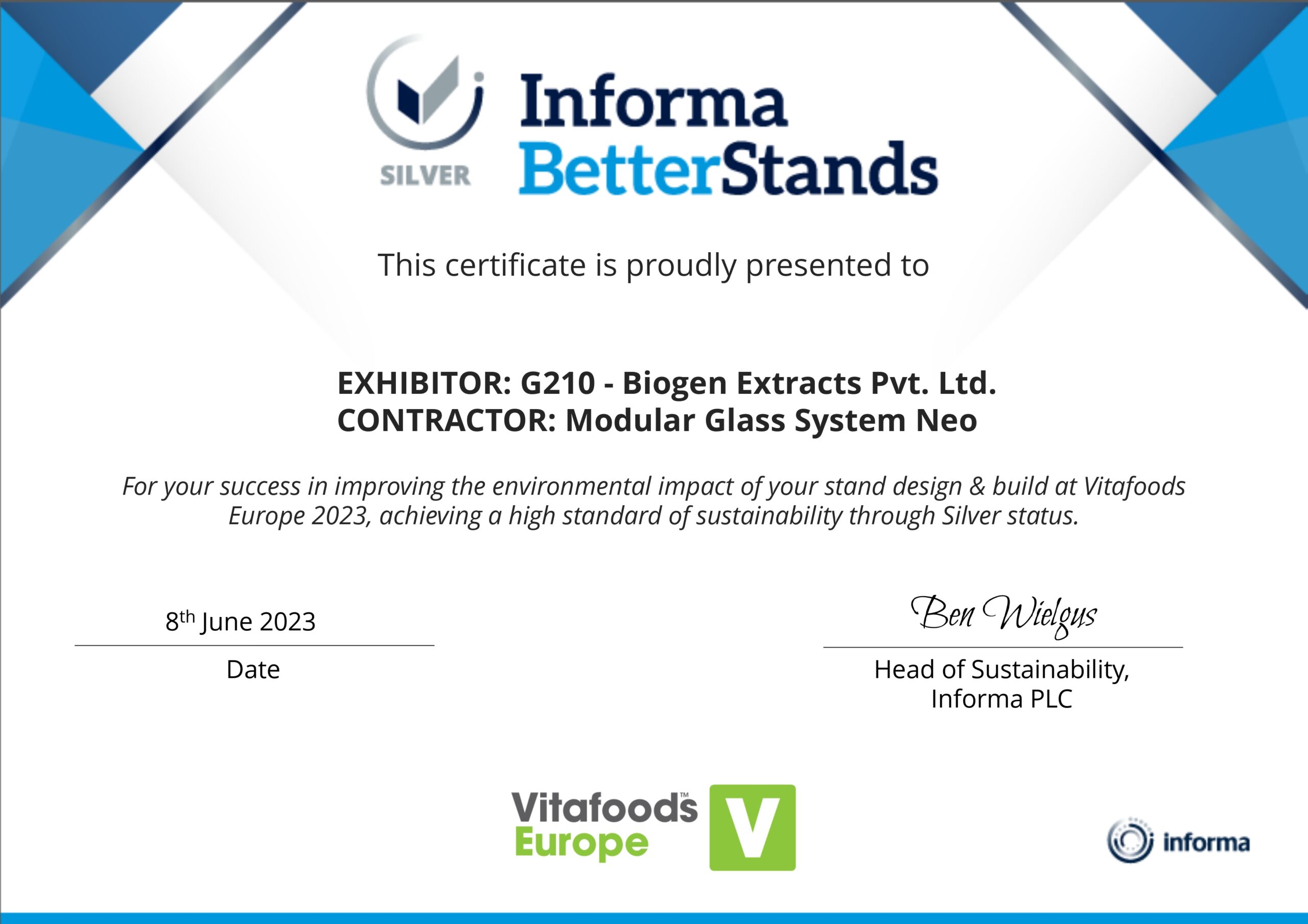 G210 - Biogen Extracts Pvt. Ltd - Vitafoods Europe 2023 Better Stands Report_page-0001